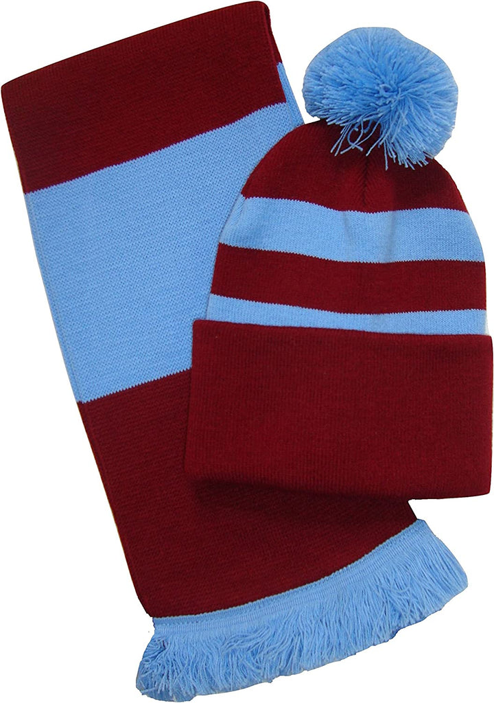 Claret And Blue Hat & Scarf